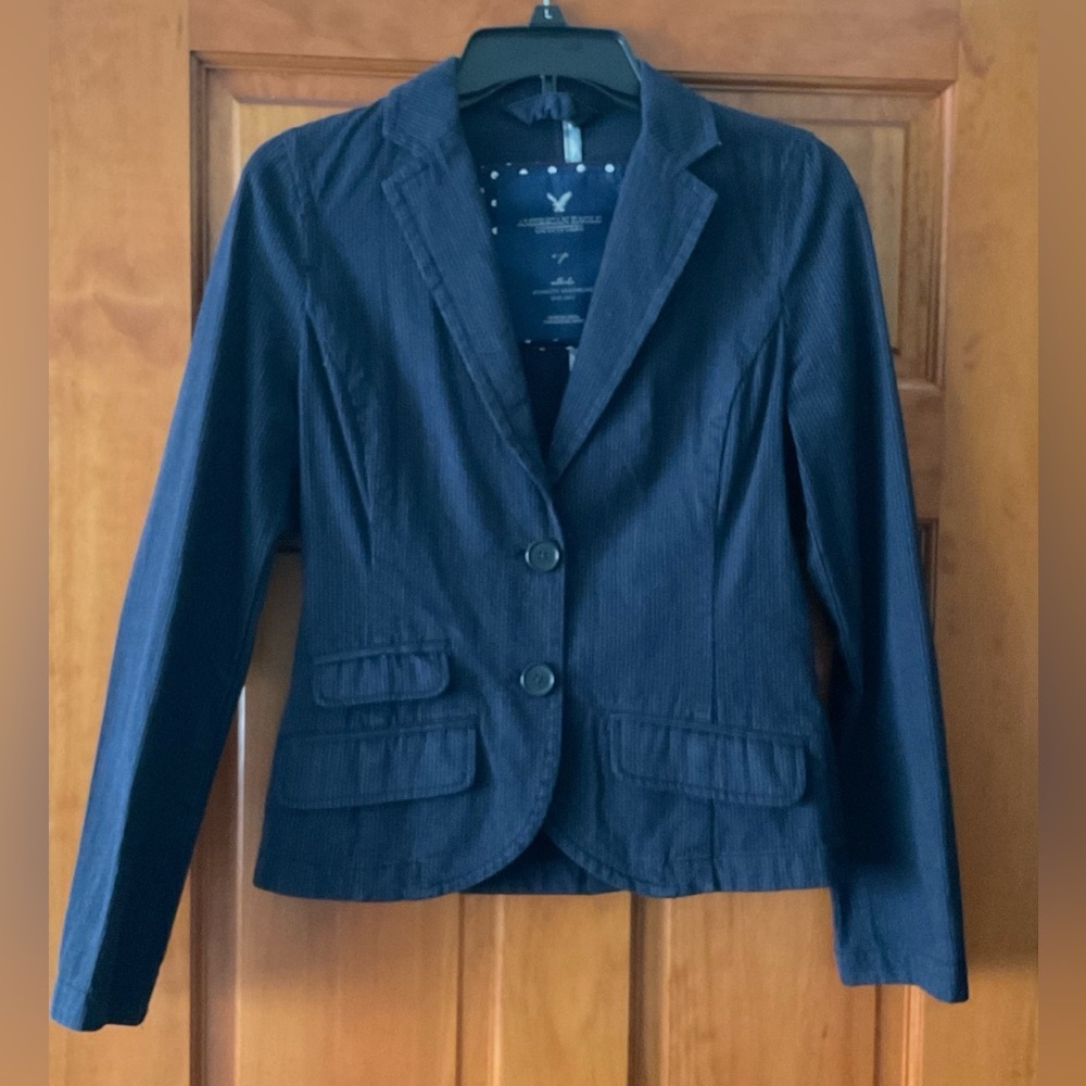 American Eagle Outfitters Cotton Fine Striped Denim Jacket